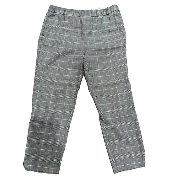 Banana Republic Plaid Black White Ankle Elastic Waist Pants Size Medium - Picture 1 of 7